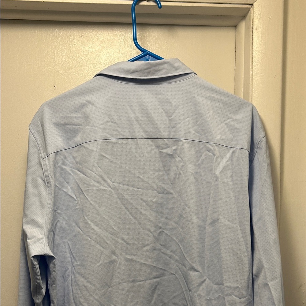 Men's Blue Slim Dress Shirt - Picture 5 of 6